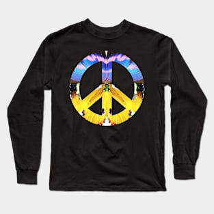 Peace Sign Support Life Humanity Hope Compassion Floral Nature Inspired Psychedelic Kaleidoscope Hippie Flower Power Expressive Youthful Long Sleeve T-Shirt